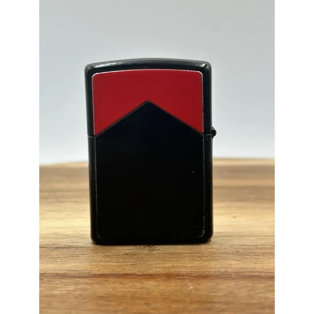 Marlboro Zippo Lighter 1996 Black Red Matte Windproof Geometric USA Untested